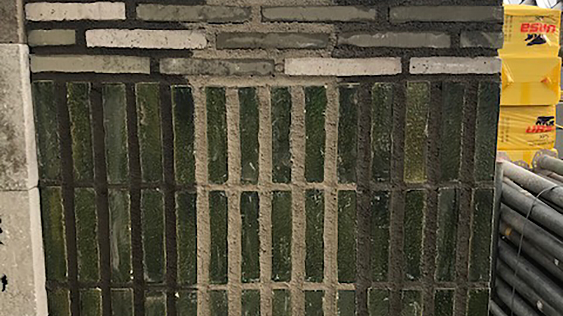proefmuurtjes op werf