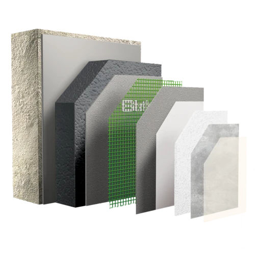 Systeemopbouw Strikotherm gevelisolatiesysteem COMFORT - Betonlook